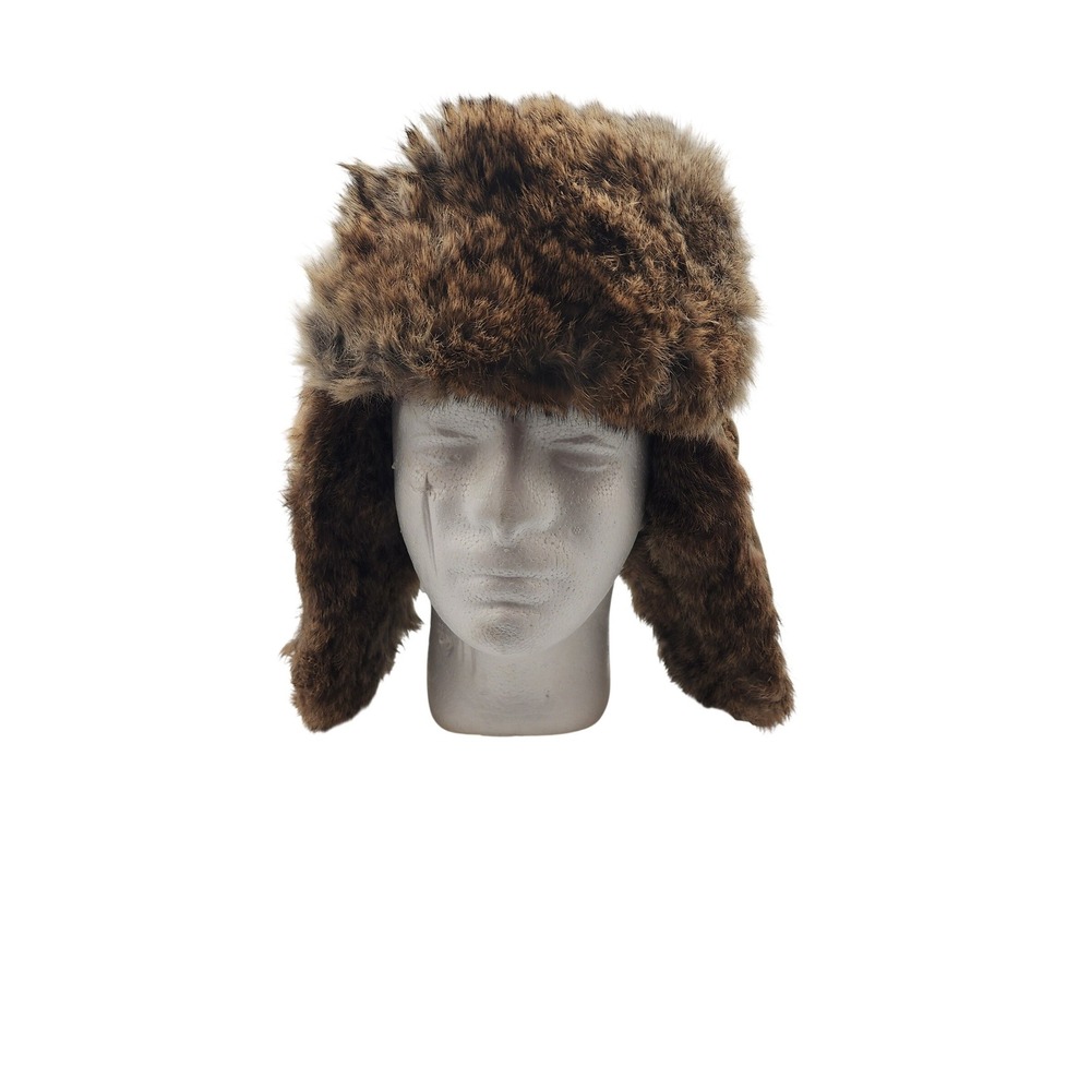 Mad Bomber Mens Brown Cotton Canvas Natural Rabbit Fur Trapper Hat XL Aviator